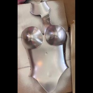Silver metallic chest plate top